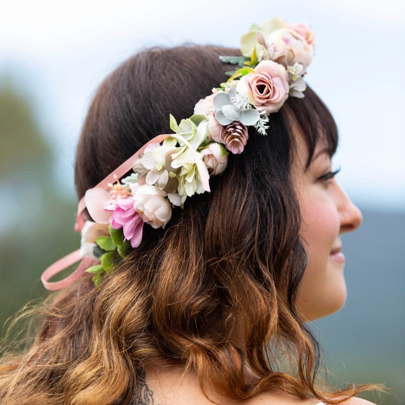 blush sage flower hair crowns