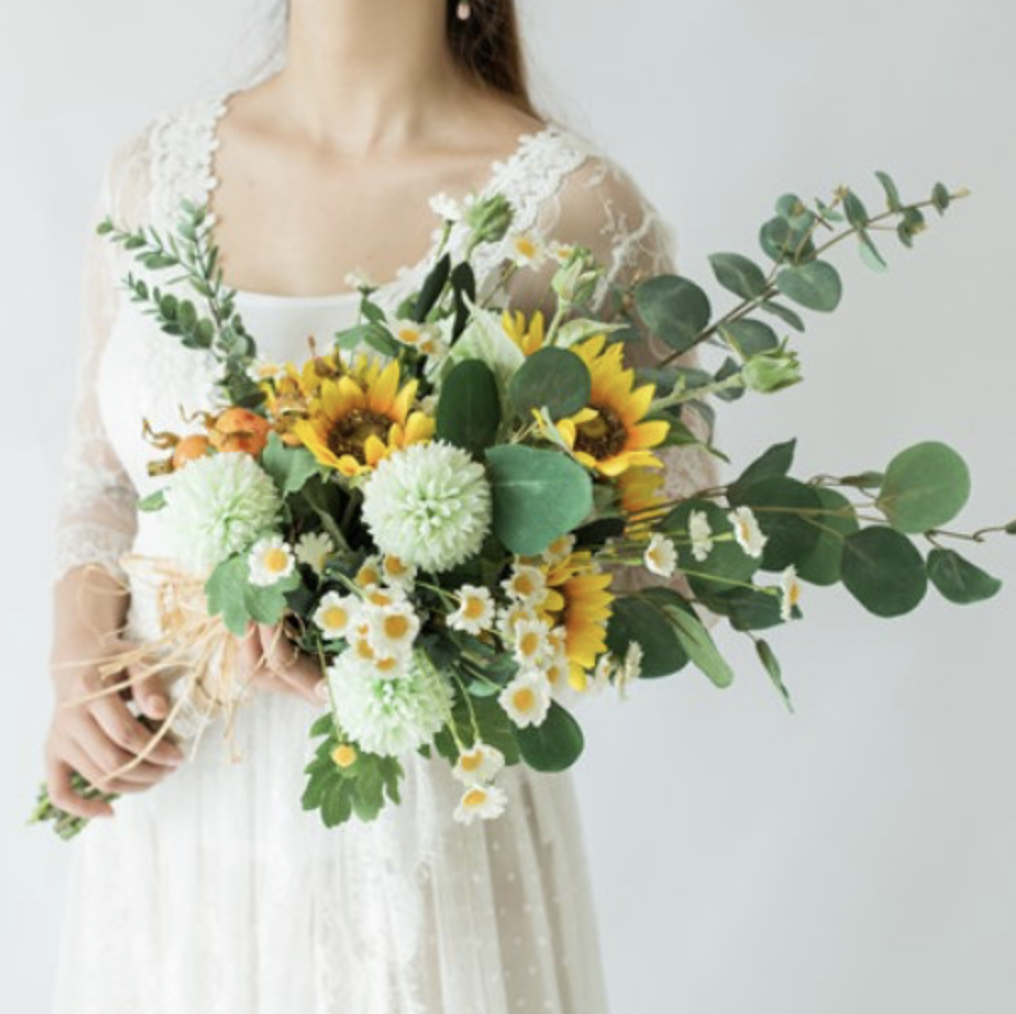 fake flower bouquet wedding sunflowers