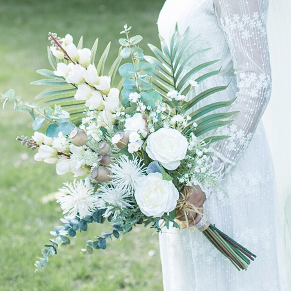 bridal white bouquet palm beach wedding