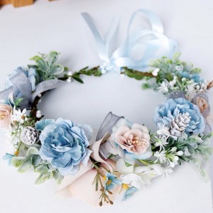bridal blue floral hair crown
