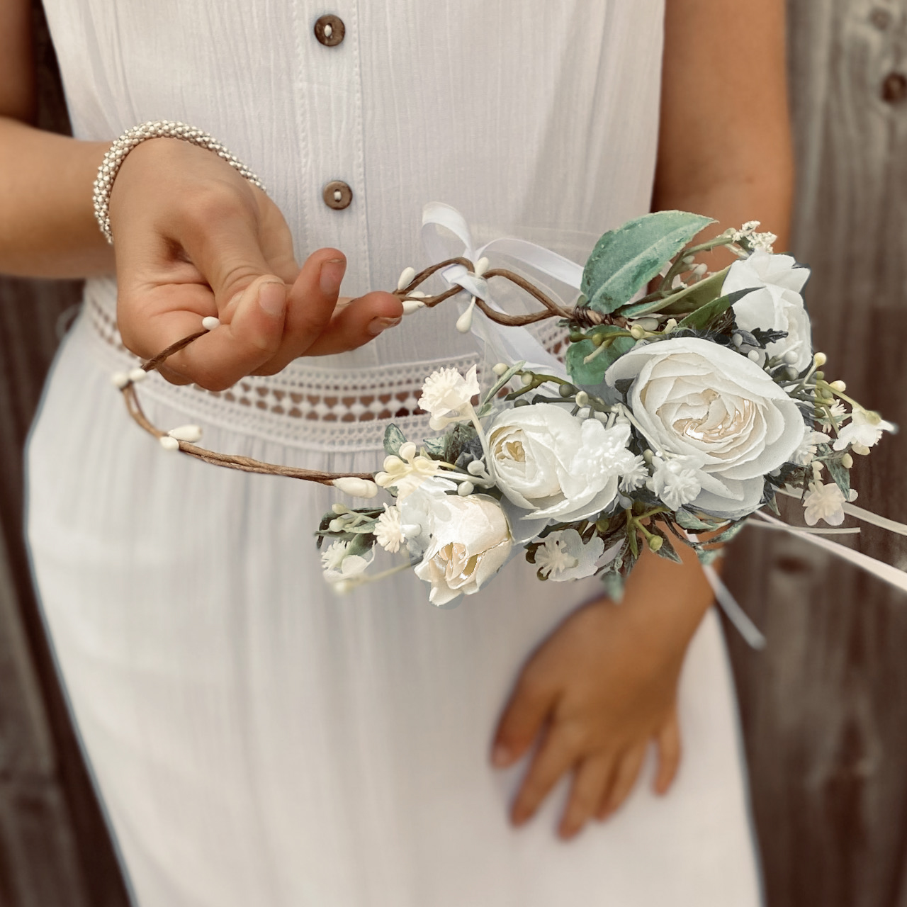 bridal white floral crowns australia